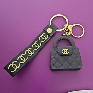 Black Double CC Boutique Novelty Keychain/Wristlet